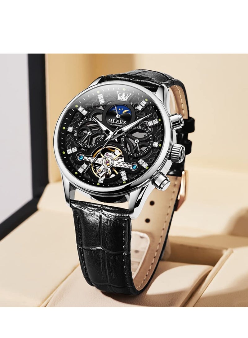 أوليفز ساعة OLEVS للرجال ميكانيكية رسمية كاجوال جلدية مقاومة للماء 6658 - Image 4