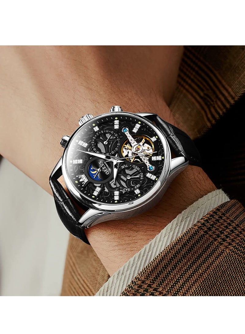 أوليفز ساعة OLEVS للرجال ميكانيكية رسمية كاجوال جلدية مقاومة للماء 6658 - Image 2