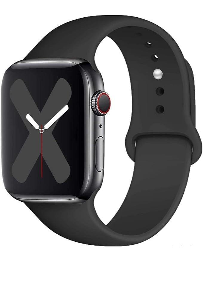 ten.tech - Ten Tech Silicone Sport Band for Apple Watch 41mm 40mm 38mm, Waterproof Soft Silicone Sports Band for iWatch SE 8/7/6/5/4/3/2/1, - black - Image 1