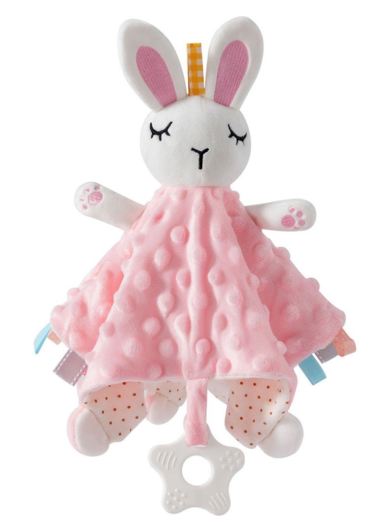 دمية متعددة الوظائف مهدئة على شكل حيوان ناعم تعمل باللمس، مادة خفيفة وناعمة قابلة للمضغ، عضاضة مهدئة (الأرنب الوردي) - Image 1