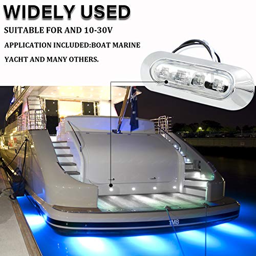 PSEQT 3.8'' Waterproof LED Lights - Courtesy, Interior, Deck, Navigation, Transom, Stern, Cabin Lighting for Pontoon, Fishing Boat, Kayak, Sailboat, Bass Boat - 12V/24V (White, 4Pcs) - Image 3