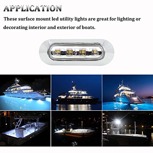 PSEQT 3.8'' Waterproof LED Lights - Courtesy, Interior, Deck, Navigation, Transom, Stern, Cabin Lighting for Pontoon, Fishing Boat, Kayak, Sailboat, Bass Boat - 12V/24V (White, 4Pcs) - Image 4