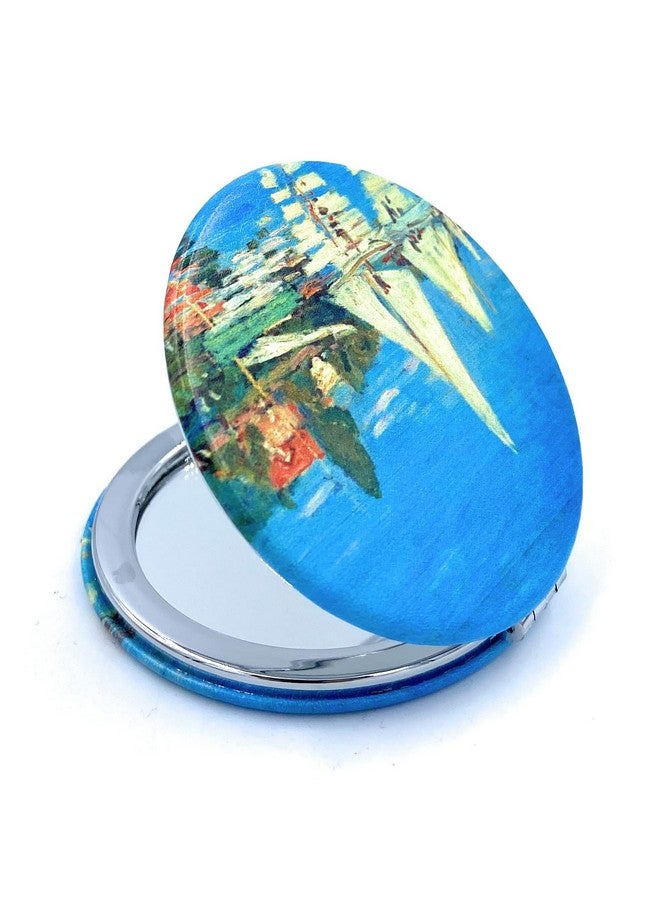 Aeisage Small Compact Mirror For Men Small Bag Mirror Lightweight Portable Mirror Hand Mirror Claude Monet Sea Argenteuil Birthday Gift For Friend  - Image 3