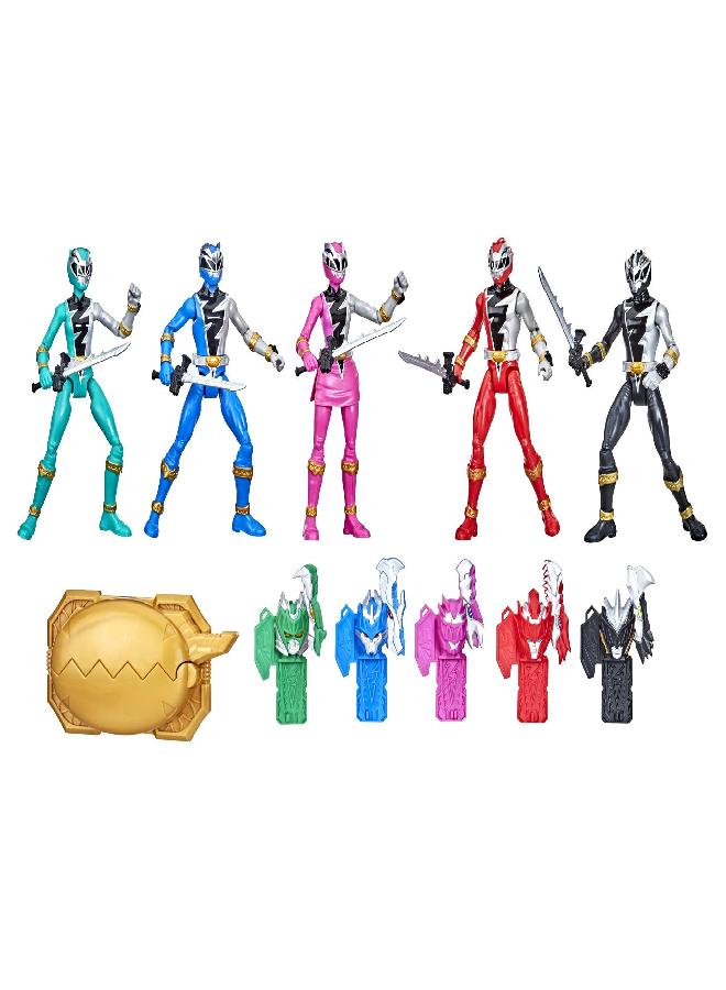POWER RANGERS Power Rangers Dino Fury 5 Ranger Team Multipack 6-Inch Action Figure Toys with Dino Fury Keys and Chromafury Saber Weapon Accessories (Amazon Exclusive)  - Image 4