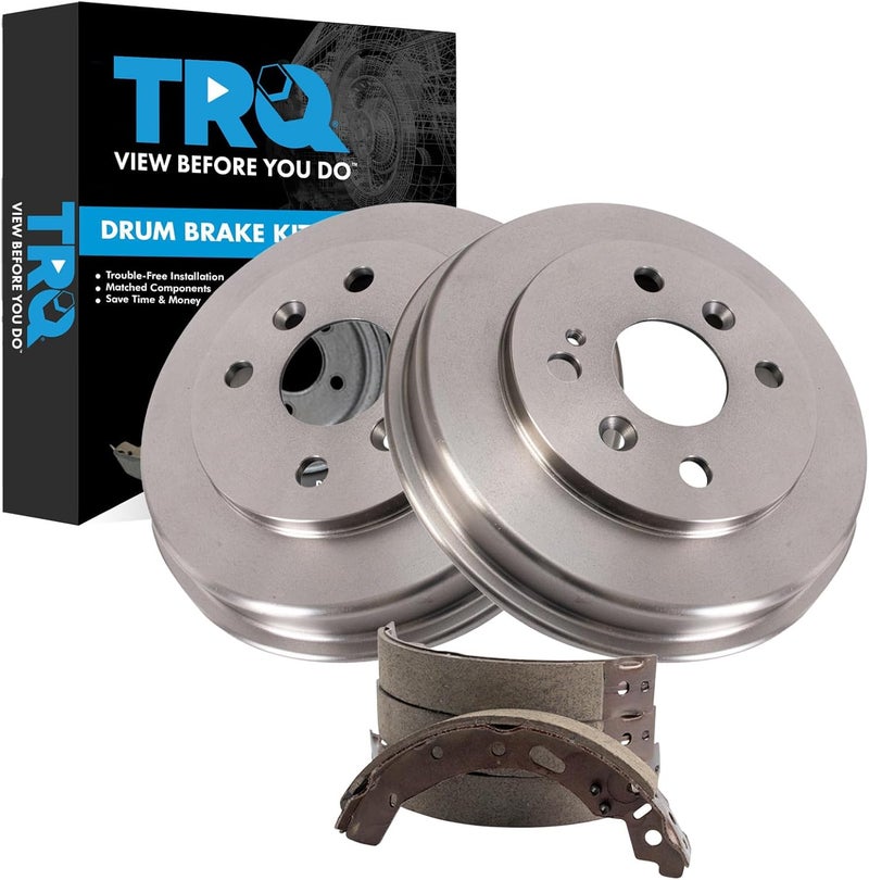 TRQ Rear Brake Shoe & Drum Kit Compatible with 2011-2014 Mazda 2 - Image 1