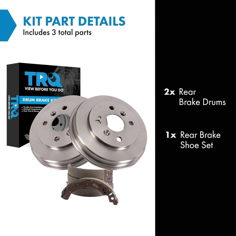 TRQ Rear Brake Shoe & Drum Kit Compatible with 2011-2014 Mazda 2 - Image 2