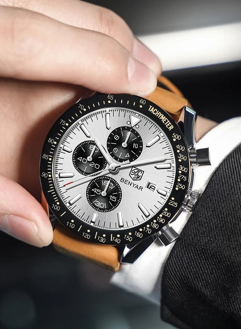 BENYAR  BY BENYAR Watch for Men Analog Quartz Chronograph Waterproof Luminous Designer Mens Wrist Watches Business Work Sport Casual Dress Watch with Silicone Strap Elegant Gifts for Men for Men | Best Price UAE