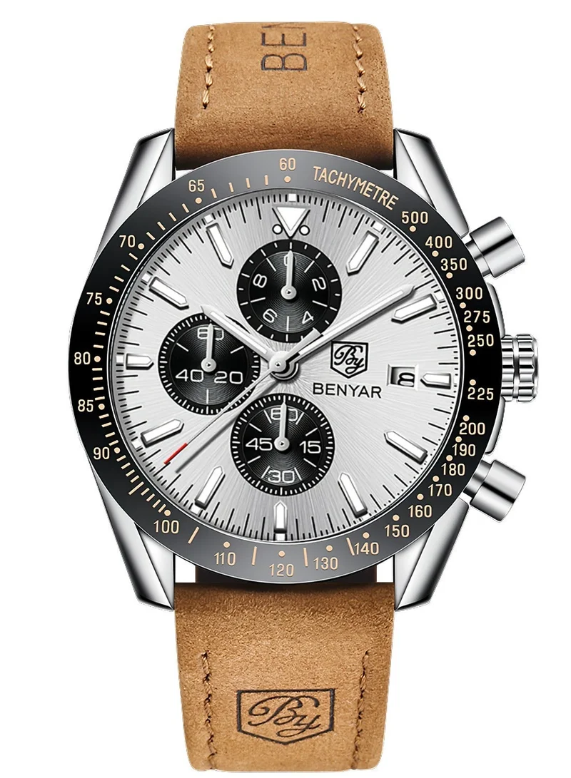 BENYAR  BY BENYAR Watch for Men Analog Quartz Chronograph Waterproof Luminous Designer Mens Wrist Watches Business Work Sport Casual Dress Watch with Silicone Strap Elegant Gifts for Men for Men | Best Price UAE