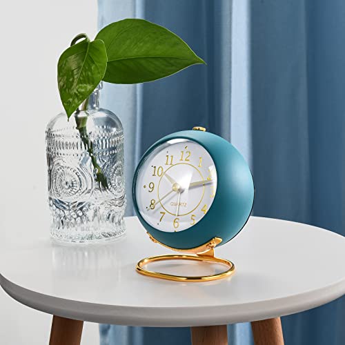 Kadio Classic Table Alarm Analog Clock - Blue | Battery Operated Silent Non-Ticking Alarm Clock with Backlight HD Glass | Stylish Snooze Clock for Bedroom, Home, Kitchen & Indoor Use, 3.5 * 4.3 Inch - Image 4