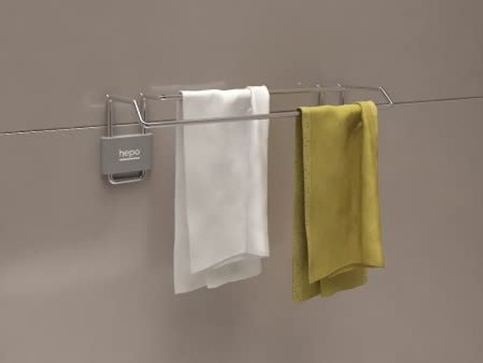 HEPO STAINLESS STEEL TOWEL RAIL DOUBLE TOWEL HOLDER FOR BATHROOM 5 YEARS REPLACEMENT WARRANTY AGAINST RUSTING 350MM SILVER FINISH SET OF 1