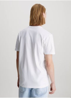 CALVIN KLEIN Men's Cotton Monogram T-Shirt -  cotton jersey, White  - Image 3