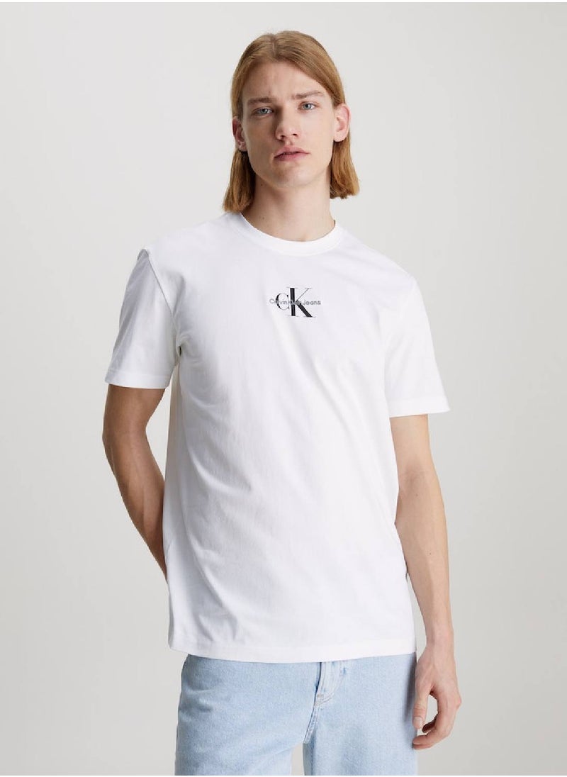 CALVIN KLEIN Men's Cotton Monogram T-Shirt -  cotton jersey, White  - Image 1