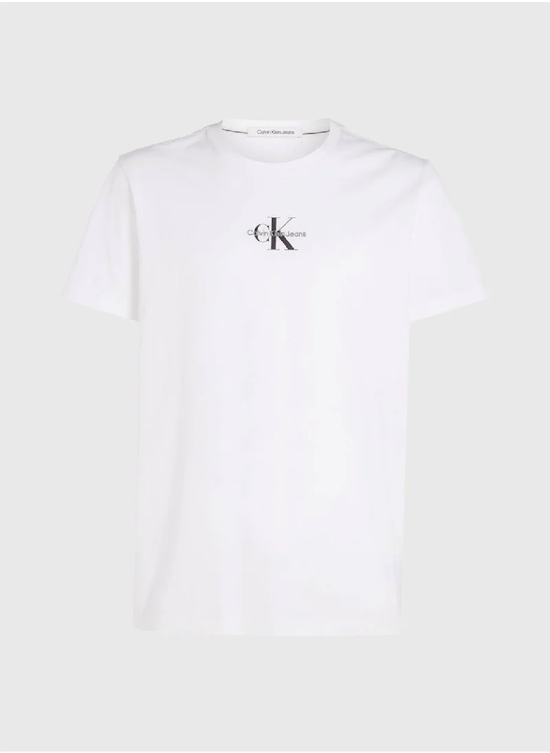 CALVIN KLEIN Men's Cotton Monogram T-Shirt -  cotton jersey, White