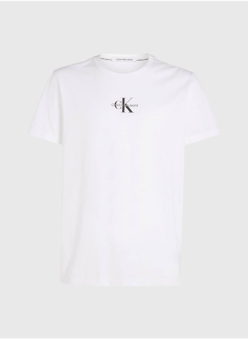 CALVIN KLEIN Men's Cotton Monogram T-Shirt -  cotton jersey, White  - Image 2