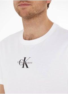 CALVIN KLEIN Men's Cotton Monogram T-Shirt -  cotton jersey, White  - Image 5
