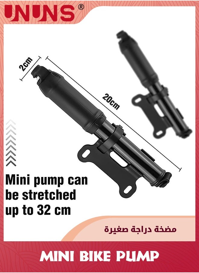 UNUNS Bike Pump,Portable Mini Bicycle Tire Pump,100 PSI Bike Air Pump With Presta and Schrader Valves,Tire Hand Pump For Bicycles Balls And Other Inflatables Devices  - Image 4
