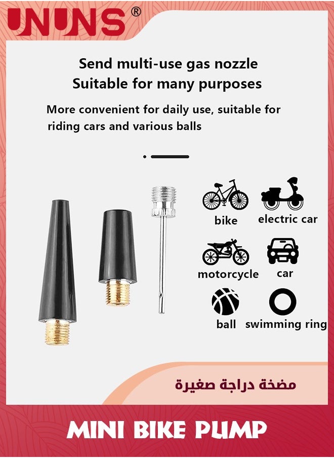 UNUNS Bike Pump,Portable Mini Bicycle Tire Pump,100 PSI Bike Air Pump With Presta and Schrader Valves,Tire Hand Pump For Bicycles Balls And Other Inflatables Devices  - Image 3