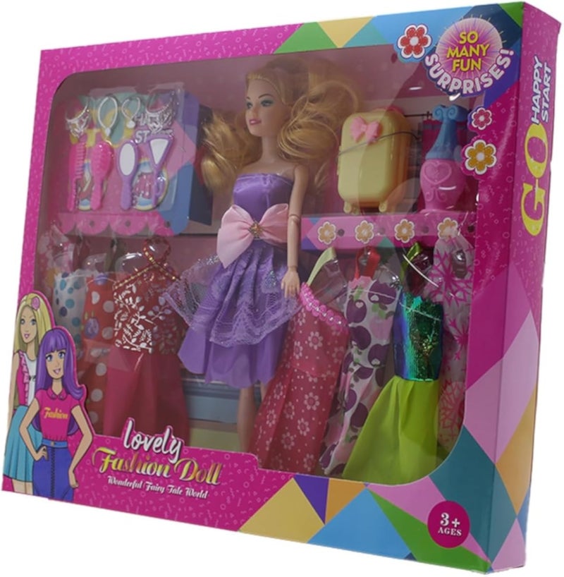 HAPPY Lovely Fashion Doll with Multiple Dresses and Accessories