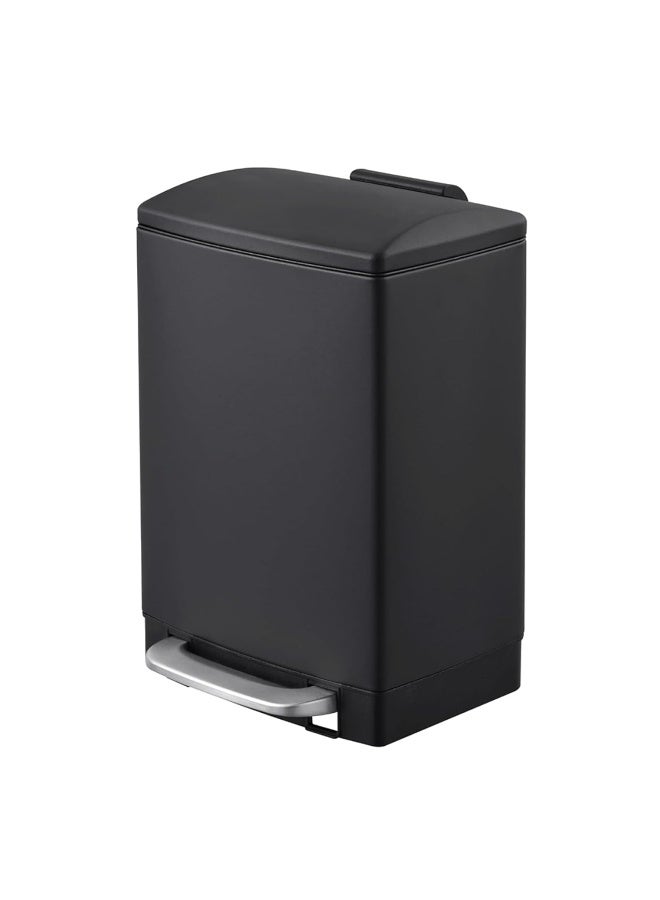AKC 12L Black Steel Trash Bin with Foot Pedal - Soft Close Lid - Compact Stainless Steel Waste Bin for Kitchen, Office, Bathroom - Durable, Eco-Friendly, Modern Design - Image 1