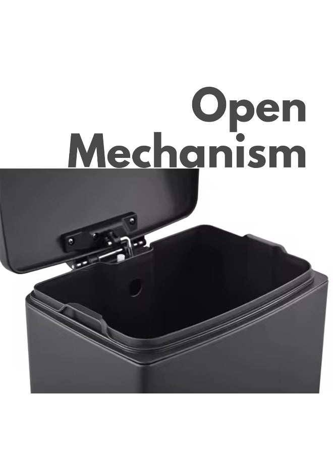 AKC 12L Black Steel Trash Bin with Foot Pedal - Soft Close Lid - Compact Stainless Steel Waste Bin for Kitchen, Office, Bathroom - Durable, Eco-Friendly, Modern Design - Image 5