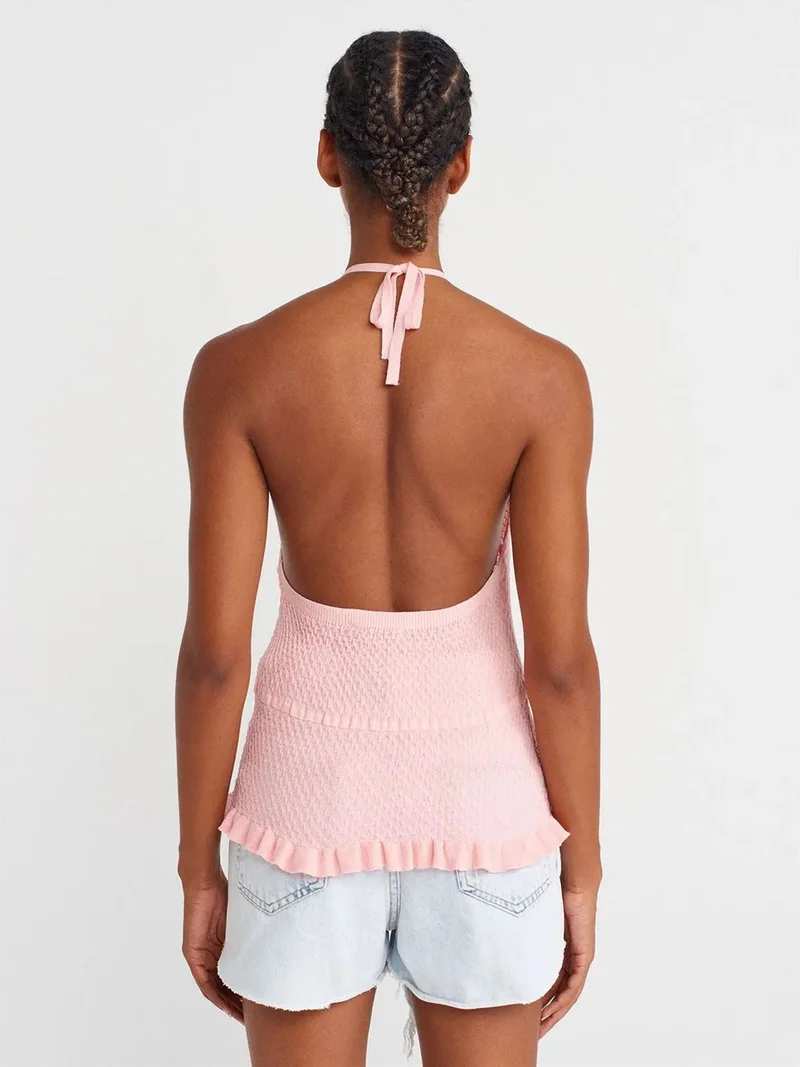 ديلفين DILVIN Slim Fit Halter-Neck Knit Blouse