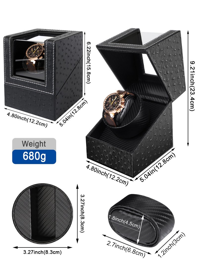 HomarKet Automatic Watch Winder, Black Leather Watch Winder with Quiet Japanese Motor, AC Adapter Powered, Black Elasticity Pillow Suitable Lady and Man Watches  - Image 2