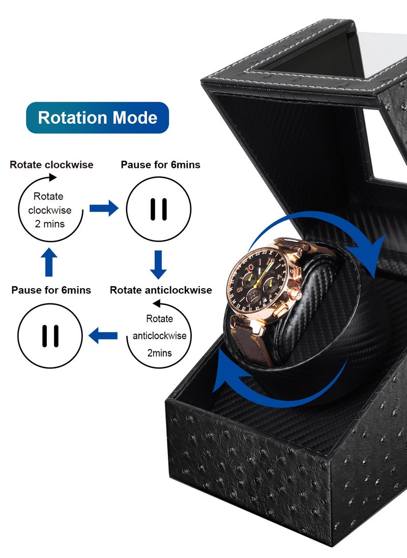 HomarKet Automatic Watch Winder, Black Leather Watch Winder with Quiet Japanese Motor, AC Adapter Powered, Black Elasticity Pillow Suitable Lady and Man Watches  - Image 3