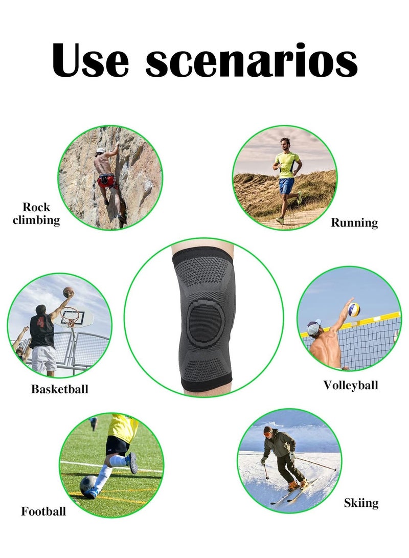بوير منصات الركبة دعامة الركبة، منصات الركبة الرياضية المضادة للانزلاق لتخفيف آلام التهاب المفاصل وآلام المفاصل والتهاب الأوتار الغضروف المفصلي، كم ضغط الركبة الناعم المسامي للرجال والنساء لكرة السلة الجري اللياقة البدنية - Image 5