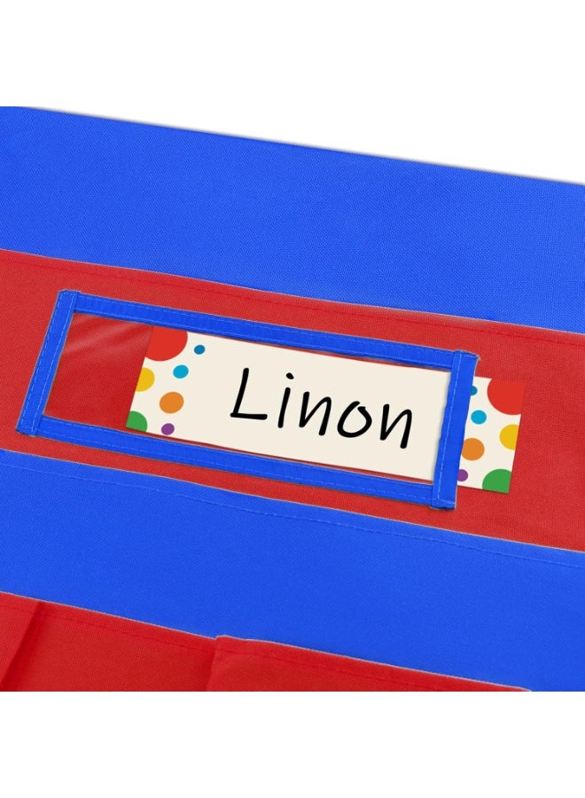 Chair Back Pocket School Seat Chair Storage Pocket Organizer with Label Slot Multiple Pockets for School Home Classroom Preschool Daycare (Red+Blue) - Image 5