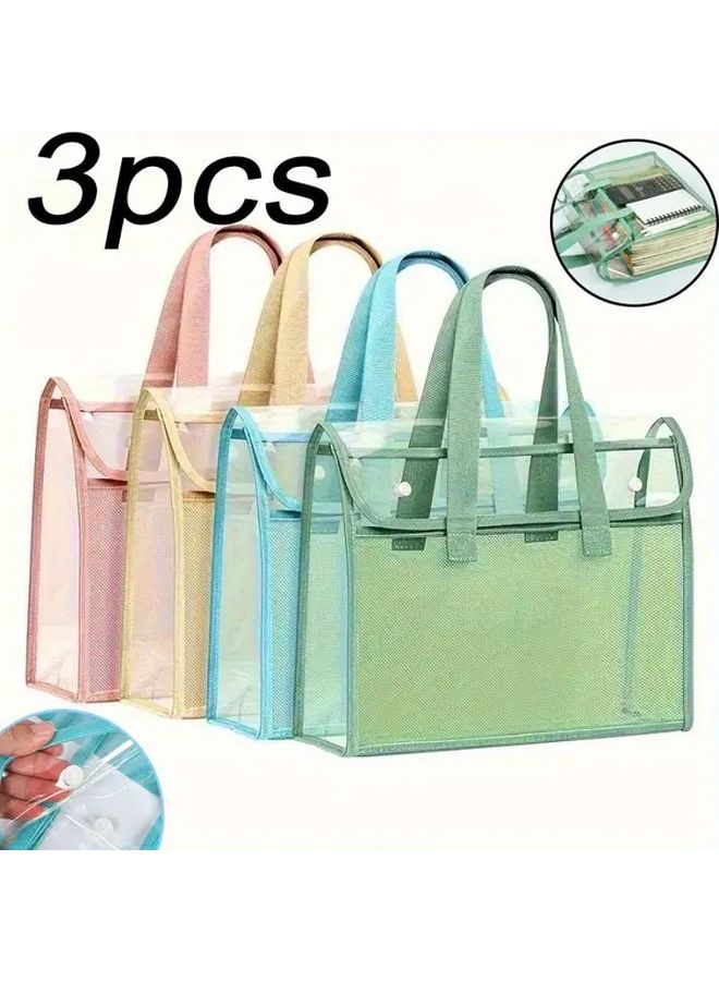 3Pcs Mixed Color Expandable File Organizer Bags with Storage Box for Students Office - Image 1