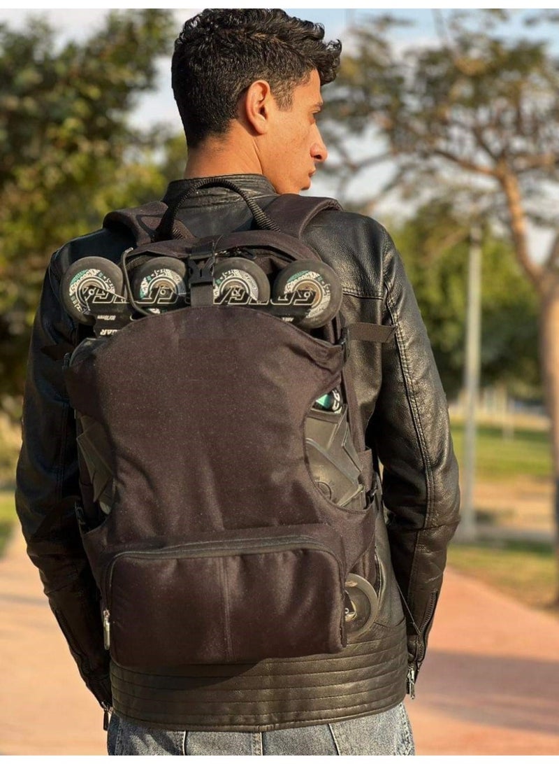 شنطة ظهر رياضية لحمل سكيت باتيناج – لحمل الأغراض المختلفة بجيوب واسعه وكبيرة . ومكان مخصص لحمل زوج من الاسكيت - Image 2