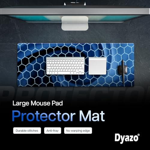 Dyazo Hexagonal Pattern Desk Mat for Laptop & Computer | Anti-Slip Extended Mouse Pad | Gaming Rubber Mouse Pad with Stitched Edges (800mm x 300mm x 3mm) – Blue - Image 4