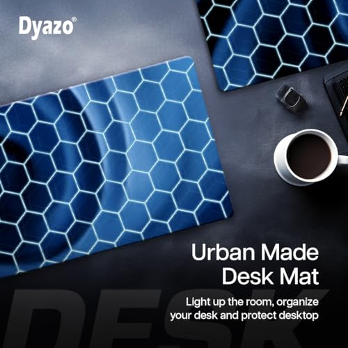 Dyazo Hexagonal Pattern Desk Mat for Laptop & Computer | Anti-Slip Extended Mouse Pad | Gaming Rubber Mouse Pad with Stitched Edges (800mm x 300mm x 3mm) – Blue - Image 5