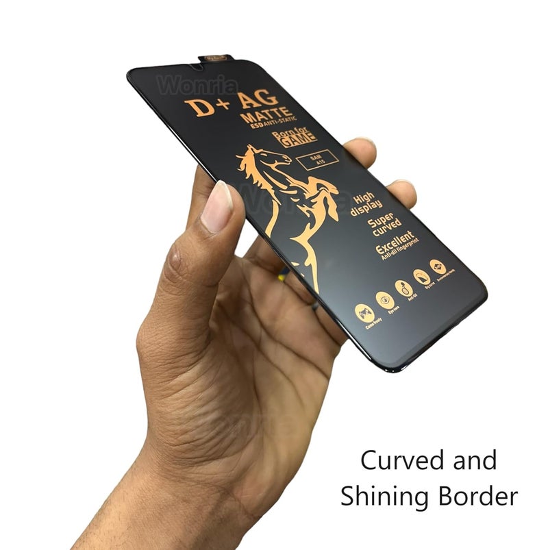 WonRia حماية شاشة غير لامعة لجهاز سامسونج A15 / F15 / M15 / A25 (5G) - زجاج مقسى حماية من الحافة إلى الحافة [مضاد للبصمات | مضاد للتوهج | حافة لامعة] - (مصنوع من الزجاج) - Image 3