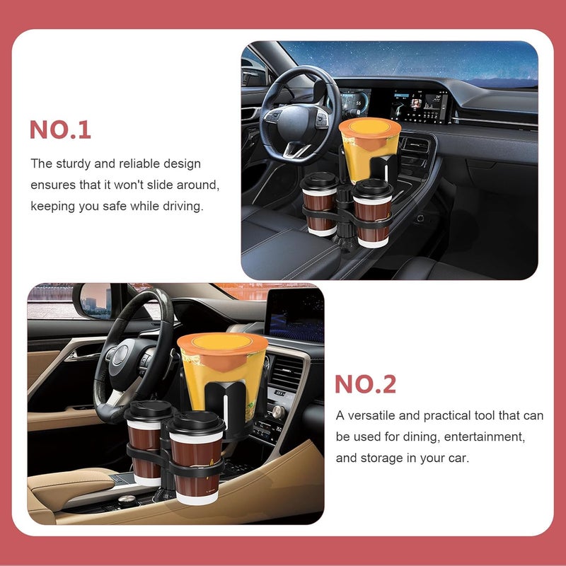 Car Cup Holder Expander Large Adjustable Drink Tray with Phone Slot Universal On-Board Water Bottle Holder Automotive Interior Accessory for Travel and Food Storage - Image 4