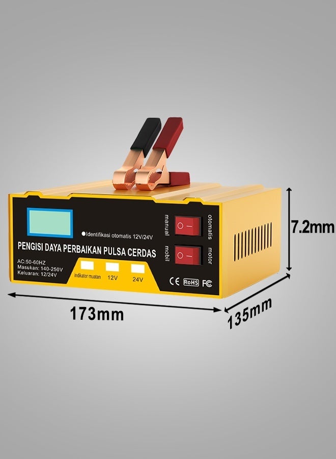 Intelligent Pulse Battery Charger - Digital Display for Car/Motorcycle Batteries - Auto Repair & Maintenance - Image 2