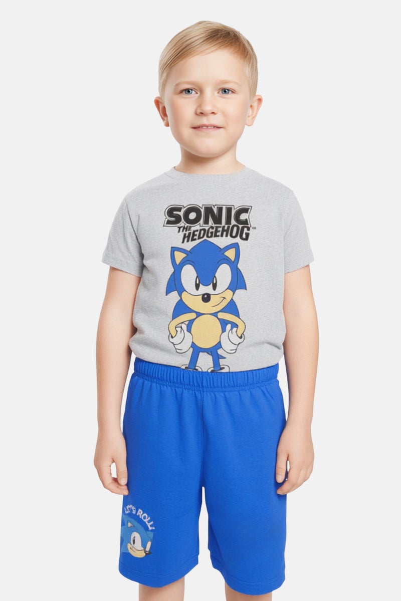 SONIC طقم تي شيرت وشورتات بأكمام قصيرة للأطفال الأولاد مكون من 2 قطعة، متعدد الألوان - Image 1