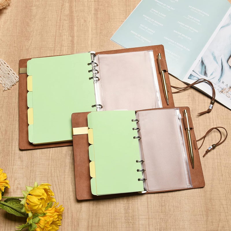 WONDERPOOL A5 Leather Diary Lined Paper Notebook & Pen - Refillable 6 Ring Binder Writing Spiral journal for Office Travel Work and Plan Agenda (a-Coffee, A5) - Image 3