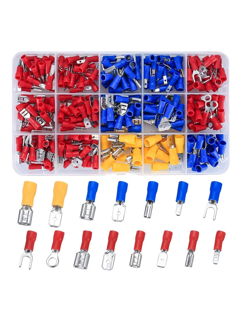 Excefore Heat Shrink Wire Connectors, 280 Pcs Electrical Cable Connectors Assorted, Insulated Wire Cable Crimp U-Type Fork Spade Butt Ring Connector Assortment Kit for Automotive Marine Boat Truck - Image 1