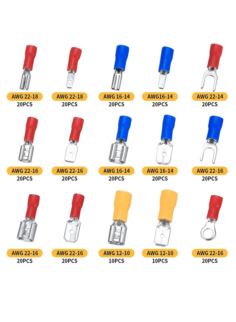Excefore Heat Shrink Wire Connectors, 280 Pcs Electrical Cable Connectors Assorted, Insulated Wire Cable Crimp U-Type Fork Spade Butt Ring Connector Assortment Kit for Automotive Marine Boat Truck - Image 2