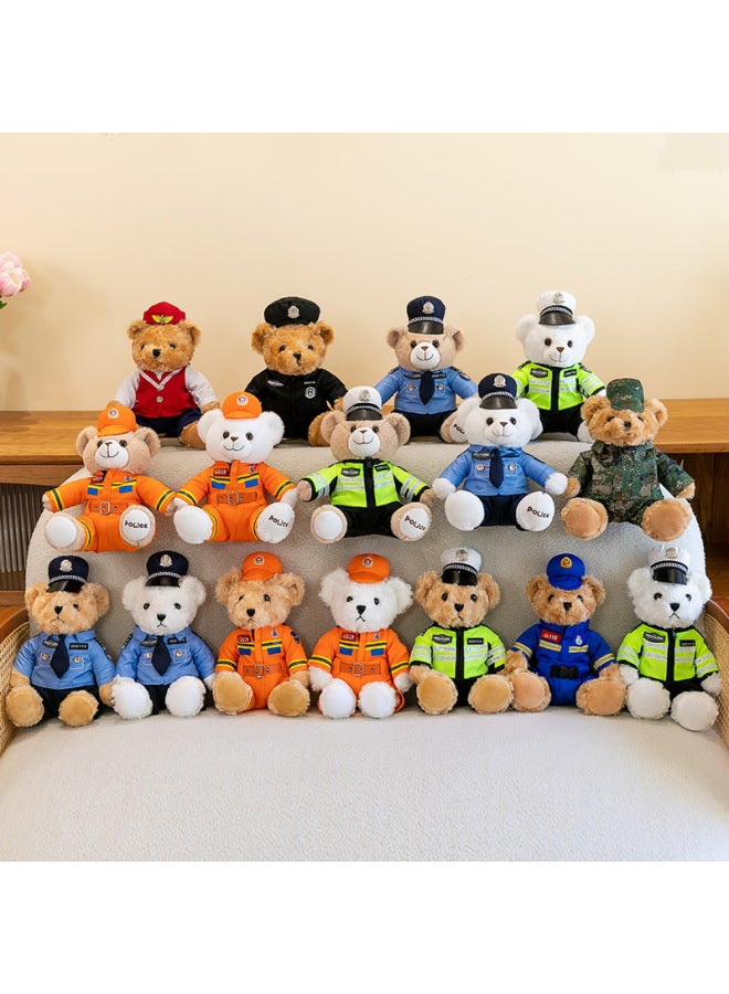 Special Police Bear Doll Traffic Police Public Security Traffic Fireman Plush Toy Police Camouflage Teddy Bear Doll-Color:Wuhan Camouflage Clothing-Height:25cm  - Image 2