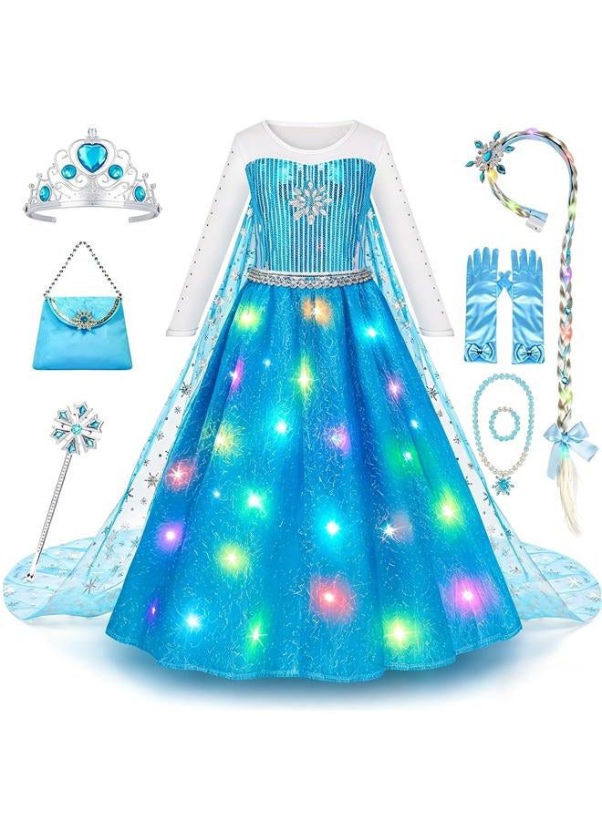 Meland Princess Dress Up for Girls – Light Up Halloween Costume for Girls Age 3-10, Princess Toys for Christmas Birthday Gift(M,5-6 Years) - Image 1