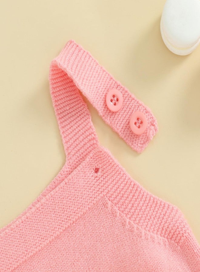 Frietlebird Half Birthday Outfit Baby Girl Sleeveless Knit Romper Sweet 1/2 Birthday Outfit Cute Infant Summer Clothes Birthday Gift (B-Pink Half,6-12 Months) - Image 4