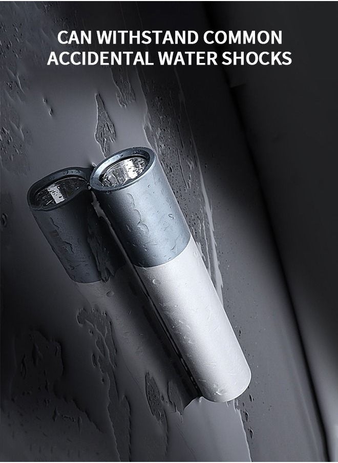 GROIC Mini Led Flashlight, Adjustable Focus Handheld Torch, USB Rechargeable Light, 5 Brightness Modes, Suitable for Emergency, Outdoor Riding, Camping, Etc-Sliver  - Image 5