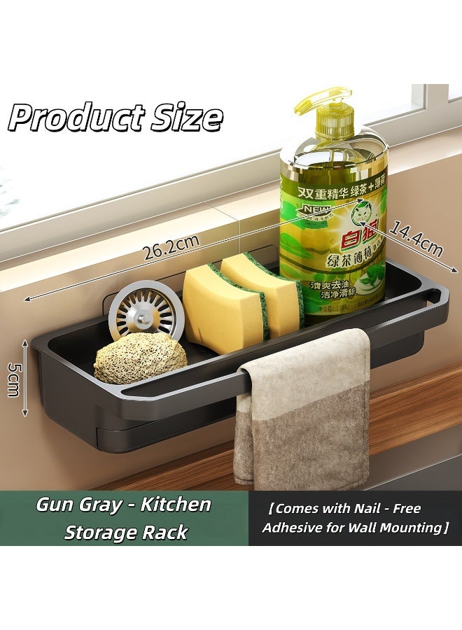 شو وو حامل إسفنجة غسل الأطباق، تركيب أفقي، تصريف تلقائي، تخزين للمطبخ، حامل صابون الأطباق والإسفنج لتخزين ملحقات المطبخ، منظم حوض المطبخ، موزع صابون مقاوم للصدأ، منظمات المطبخ وأساسيات التخزين - Image 2