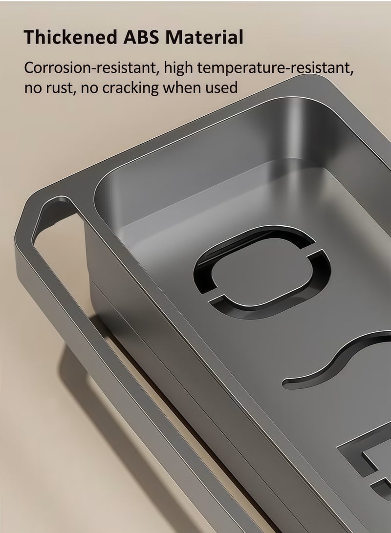 شو وو حامل إسفنجة غسل الأطباق، تركيب أفقي، تصريف تلقائي، تخزين للمطبخ، حامل صابون الأطباق والإسفنج لتخزين ملحقات المطبخ، منظم حوض المطبخ، موزع صابون مقاوم للصدأ، منظمات المطبخ وأساسيات التخزين - Image 3