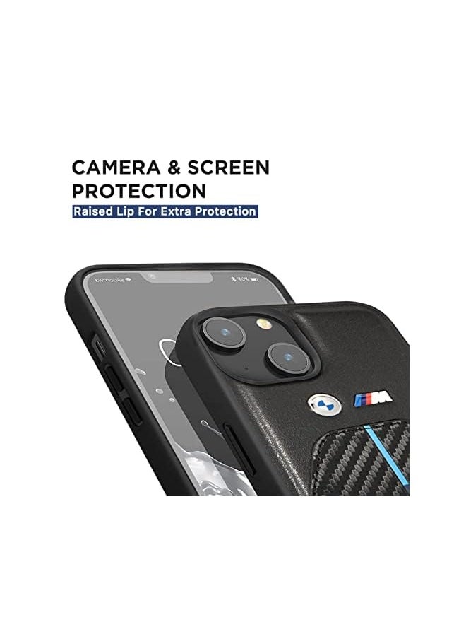 CG MOBILE - Bmw M Collection Quilted Pu Carbon Case With Hot Stamped Tricolor Stripe And Metal Logos For Iphone 14 Max Black - Image 1