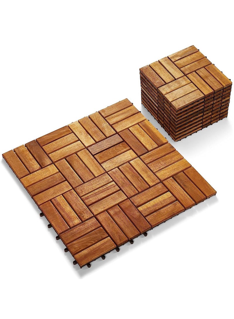 HOME TASTE Hometaste Set Of 10 Interlocking Hardwood Decking Tiles - Waterproof, Durable, And Stylish Flooring For Gardens, Patios, Balconies, Roof Terraces, And Offices  - Image 1
