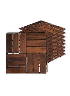 HOME TASTE Hometaste Set Of 10 Interlocking Hardwood Decking Tiles - Waterproof, Durable, And Stylish Flooring For Gardens, Patios, Balconies, Roof Terraces, And Offices  - Image 1