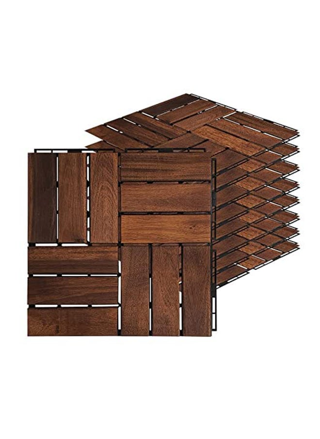 HOME TASTE Hometaste Set Of 10 Interlocking Hardwood Decking Tiles - Waterproof, Durable, And Stylish Flooring For Gardens, Patios, Balconies, Roof Terraces, And Offices  - Image 1